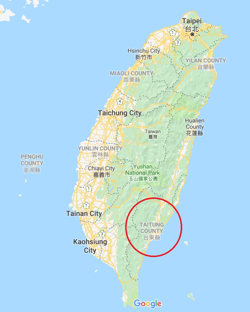 Morry Travels Map of Taitung Taiwan